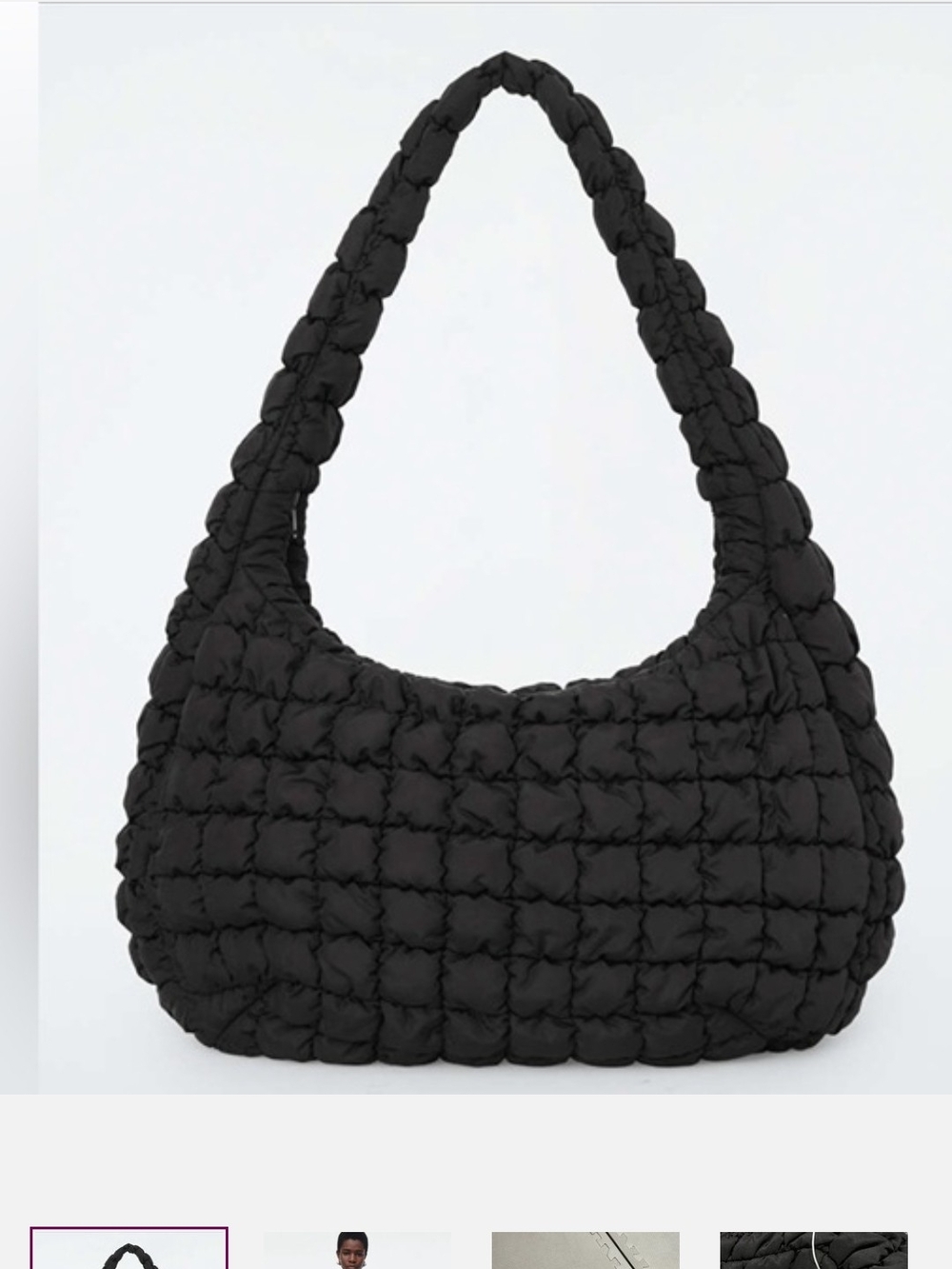 COS Big Quilted Puffer Hobo Bag - Black